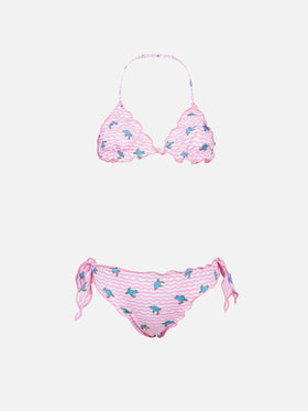 Girl classic triangle bikini Cris with turtle print