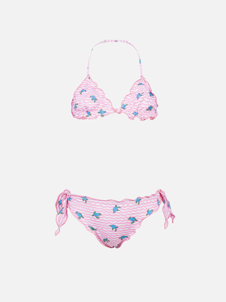 Girl classic triangle bikini Cris with turtle print