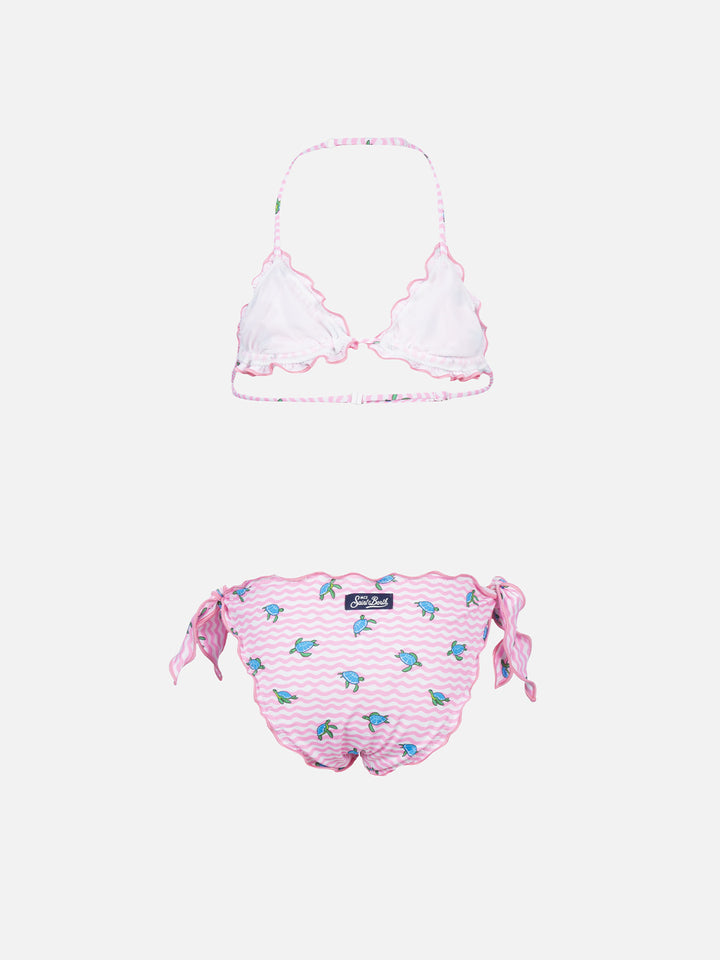 Girl classic triangle bikini Cris with turtle print