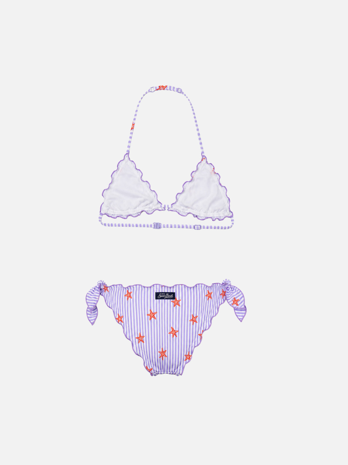 Bikini de triángulo clásico para niña Cris con estampado de estrellas de mar 