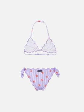 Bikini de triángulo clásico para niña Cris con estampado de estrellas de mar 