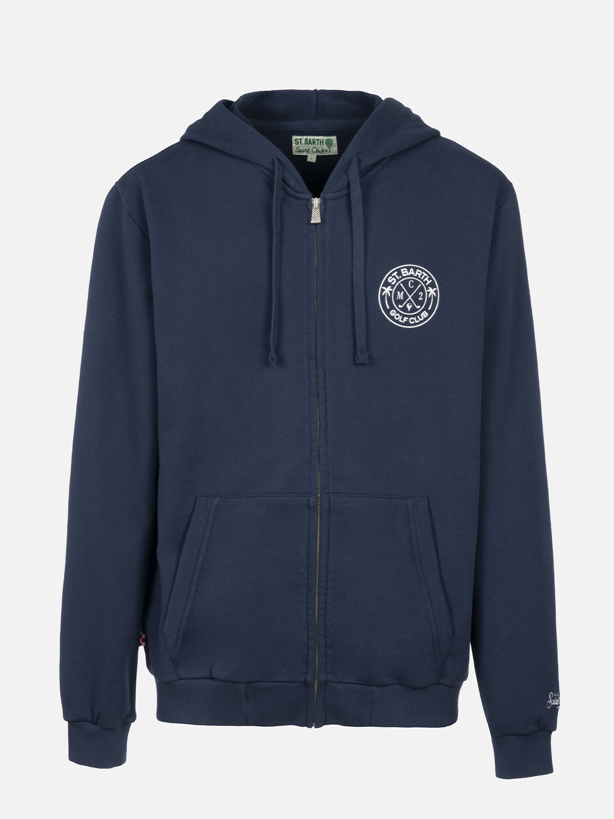 Man zipped cotton fleece hoodie Danny with front and back print - MC2 Saint Barth