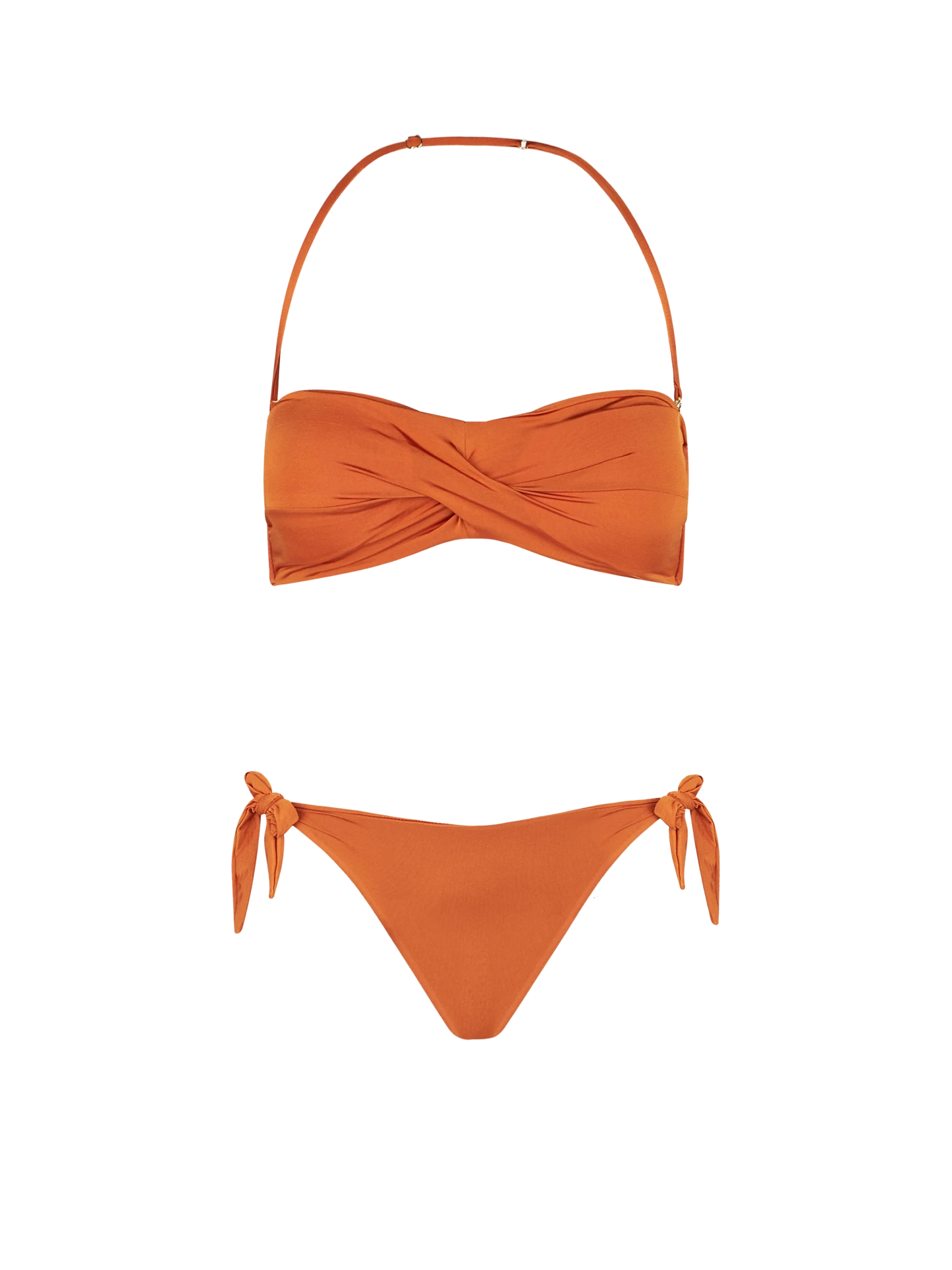 Shiny orange crossed bandeau bikini - MC2 Saint Barth