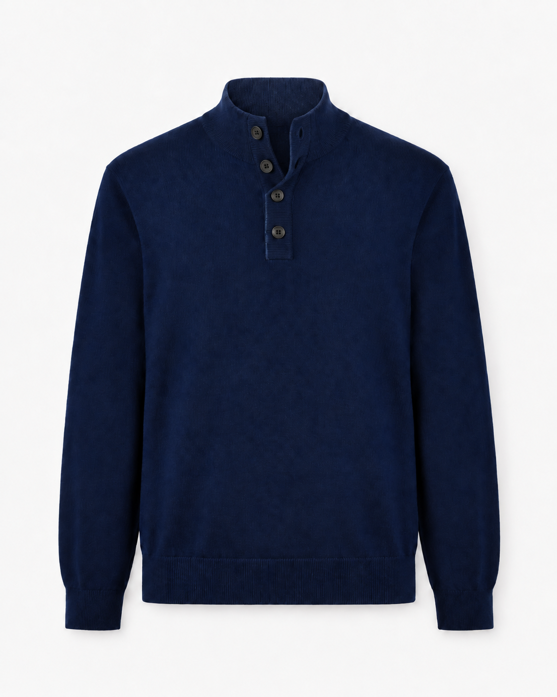 Pull à demi-zip en laine mérinos et cachemire bleu marine 