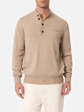 Beiger Polopullover Dorian aus Kaschmirmischung für Herren