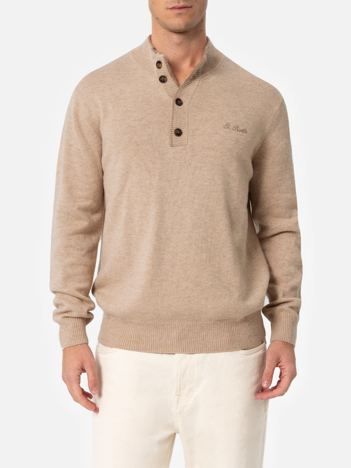 Beiger Polopullover Dorian aus Kaschmirmischung für Herren