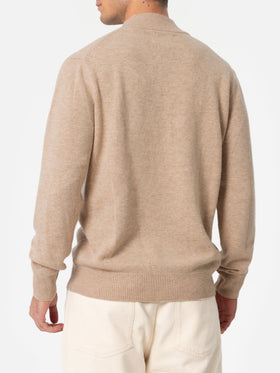 Beiger Polopullover Dorian aus Kaschmirmischung für Herren