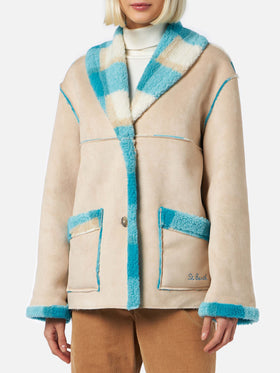 Giacca Dorys reversibile effetto shearling con stampa tartan