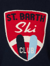 Boy crewneck sweater with St. Barth Ski Club print