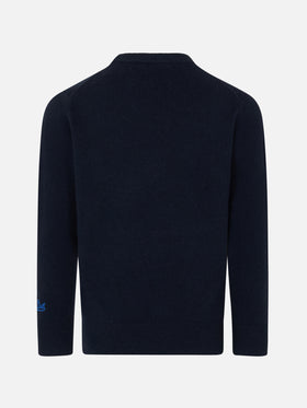 Rundhalspullover für Jungen mit Cortina-Postkartendruck