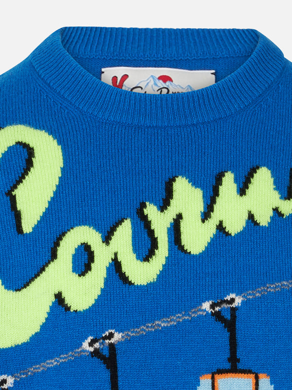 Maglia da bambino girocollo con stampa jacquard postcard Courma Cable