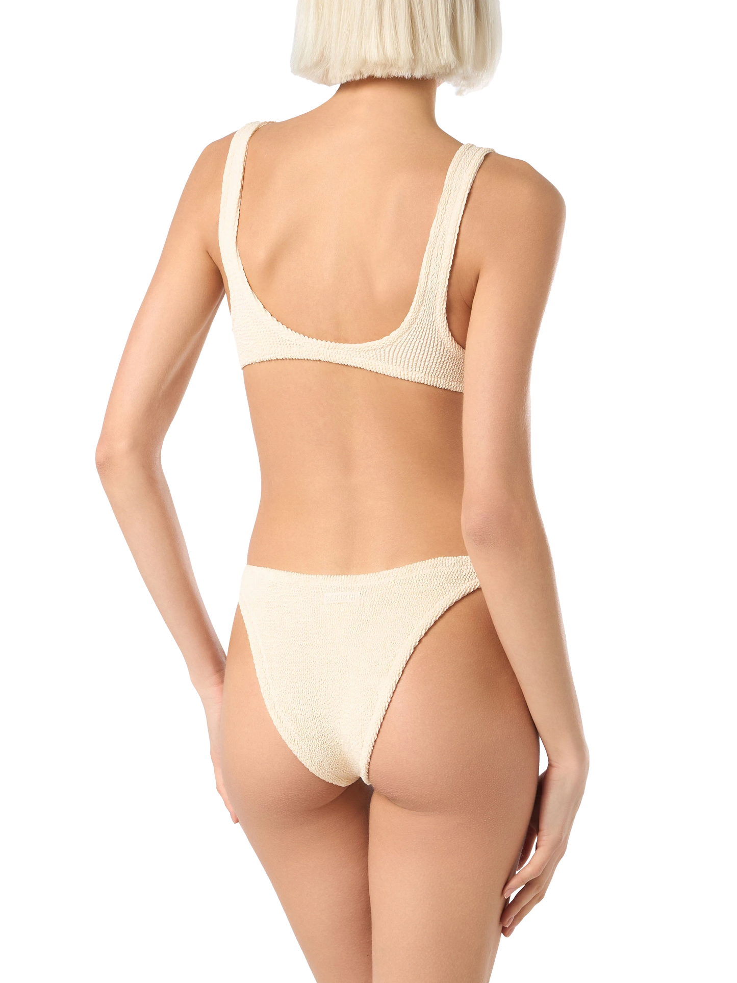 Bikini da donna classico a bralette beige crinkle 