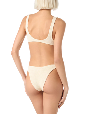 Bikini da donna classico a bralette beige crinkle 