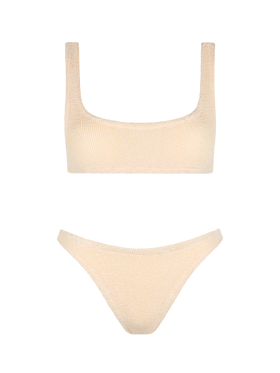 Bikini da donna classico a bralette beige crinkle 