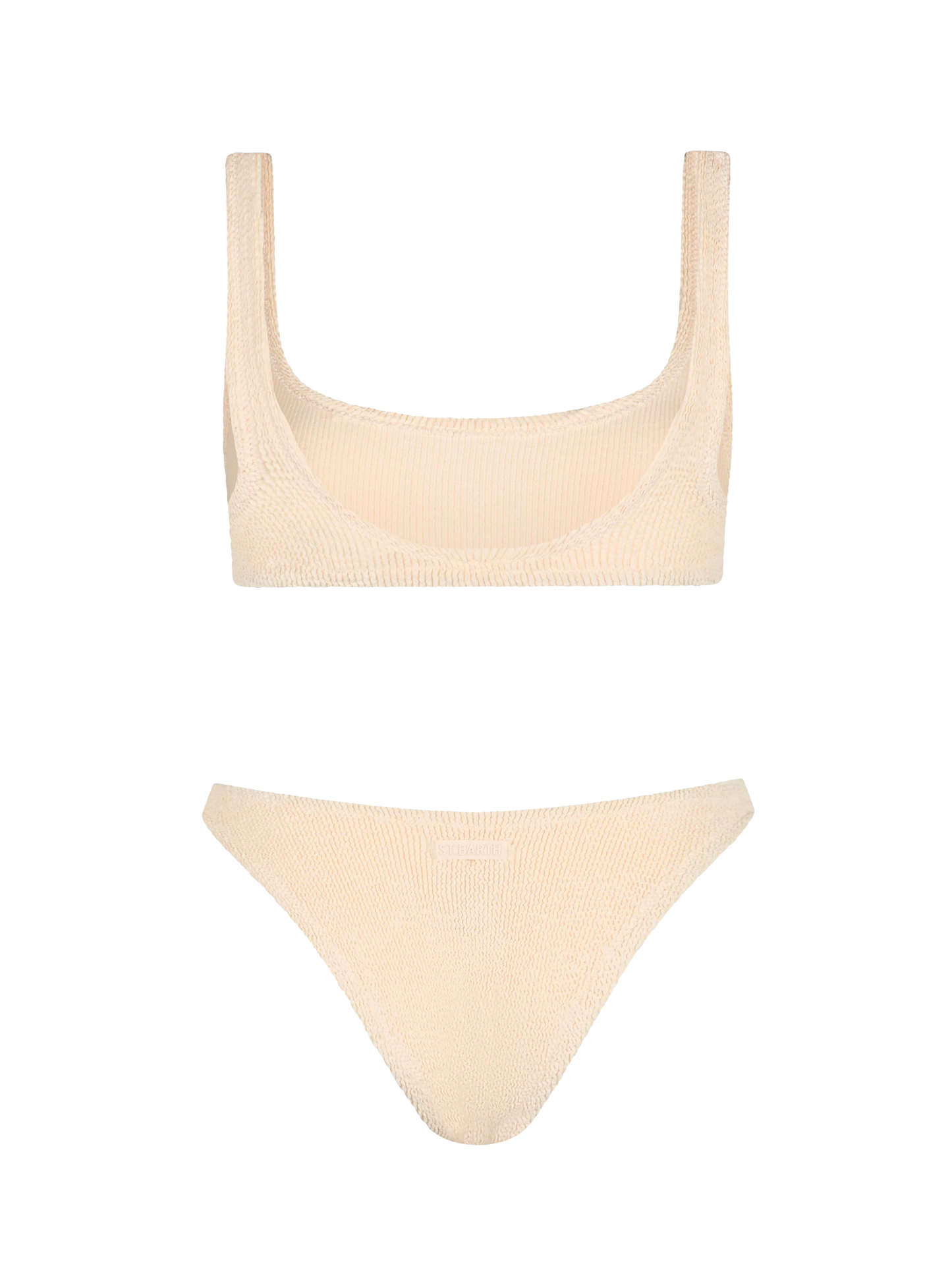 Bikini da donna classico a bralette beige crinkle 