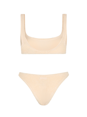 Bikini da donna classico a bralette beige crinkle 