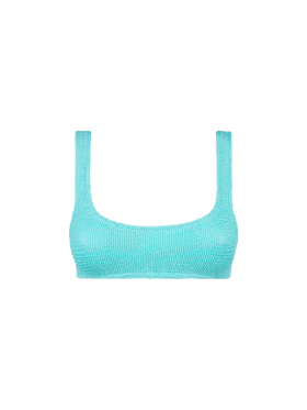 Wassergrüner Crinkle-Bralette-Badeanzug für Damen