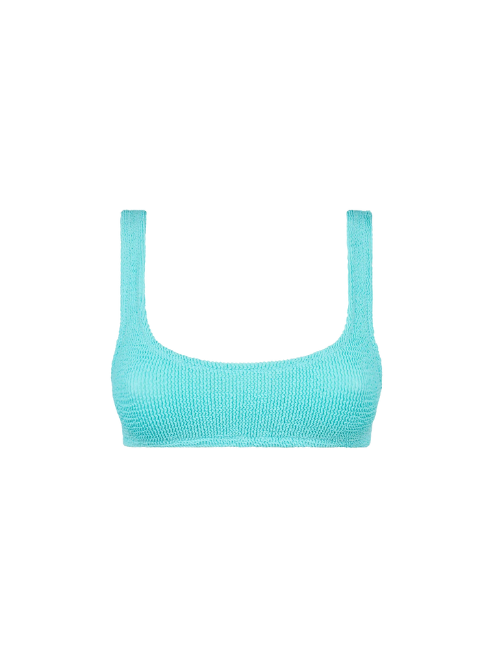 Woman water green crinkle bralette swimsuit