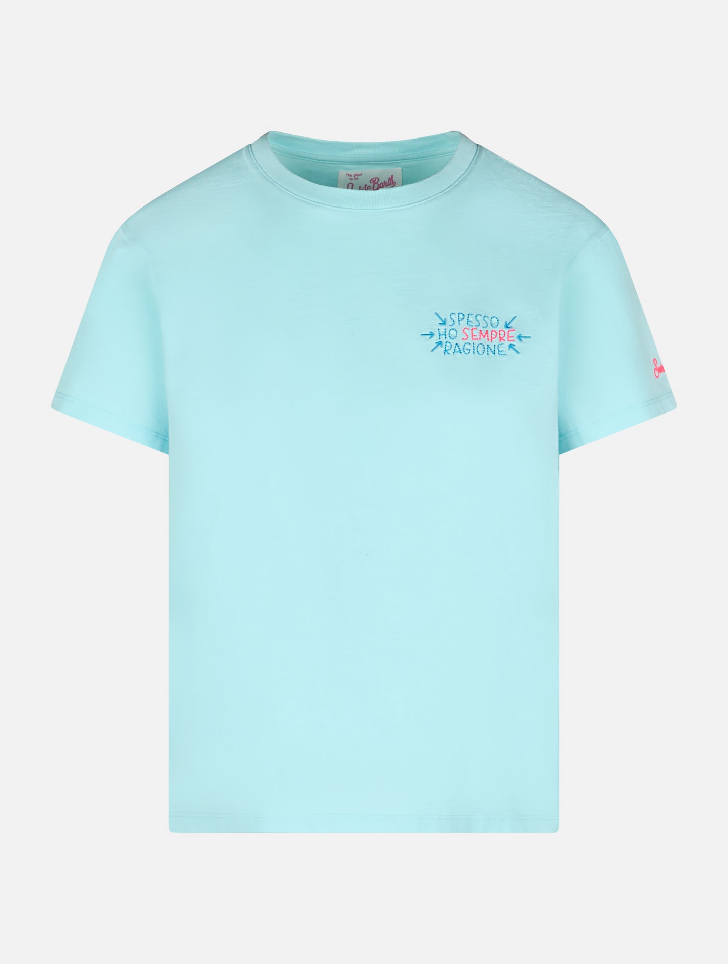 Damen-T-Shirt Emilie aus Baumwolljersey mit Rundhalsausschnitt und Spesso ho Sempre Ragione-Stickerei | INSULTI LUMINOSI SONDEREDITION