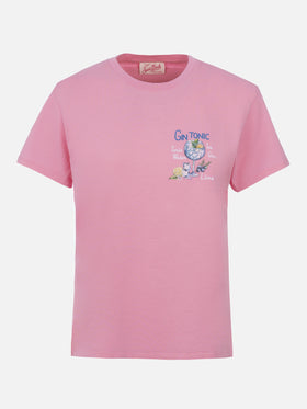 Woman cotton jersey crewneck t-shirt Emilie with Gin Tonic embroidery - MC2 Saint Barth