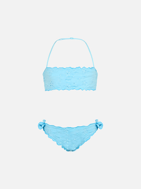 Emy classic bandeau bikini with Sangallo lace embroidery - MC2 Saint Barth