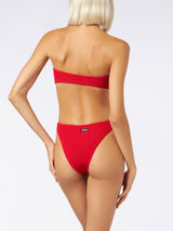 Bikini a fascia rosso tessuto crinkle