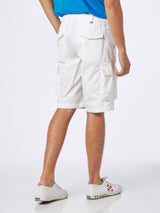 Man white cotton cargo shorts