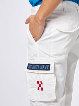 Man white cotton cargo shorts