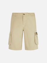 Pantaloncini cargo da uomo in cotone beige