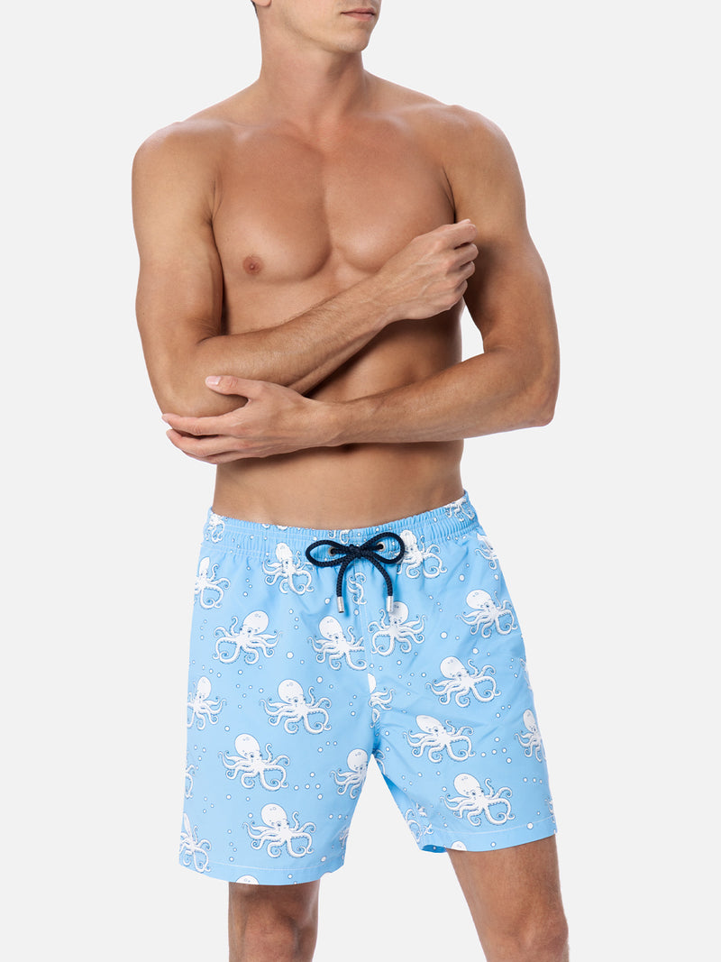 Mittellange Gustavia-Badeshorts für Herren mit Oktopus-Print