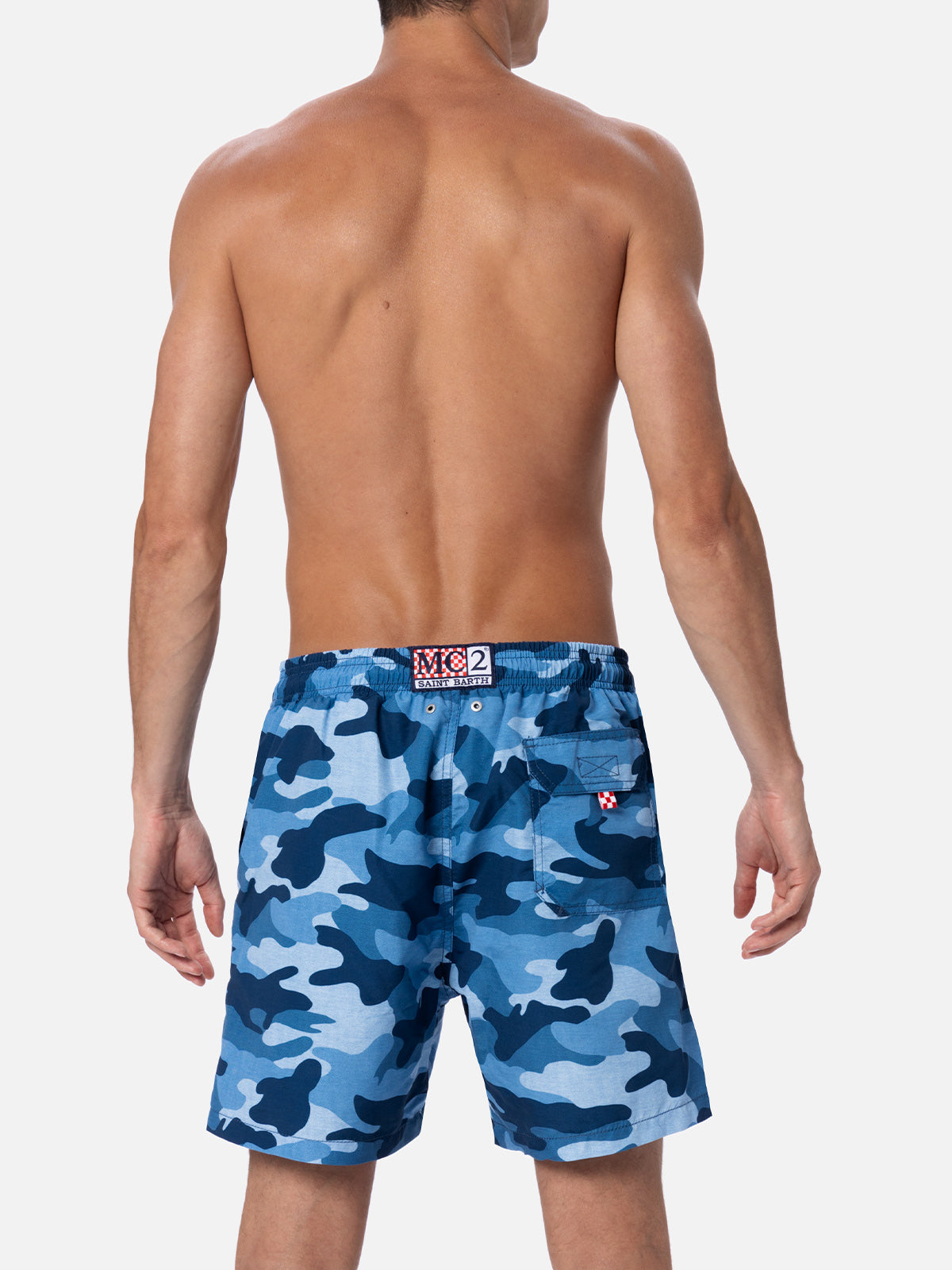 Gustavia Camouflage Mid-Length Swim Shorts | Peach Touch Effect