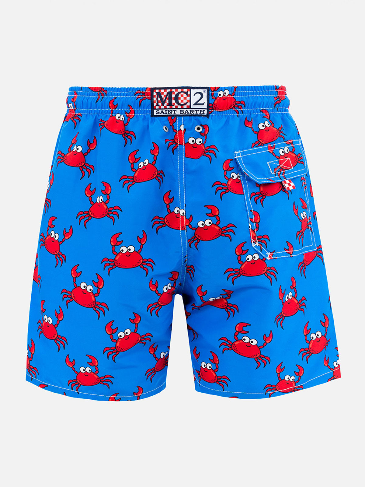Man Gustavia Mid-Length Swim Shorts with Red Crabs All-Over Print