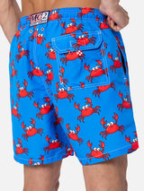 Man mid-length Gustavia swim-shorts with crab print