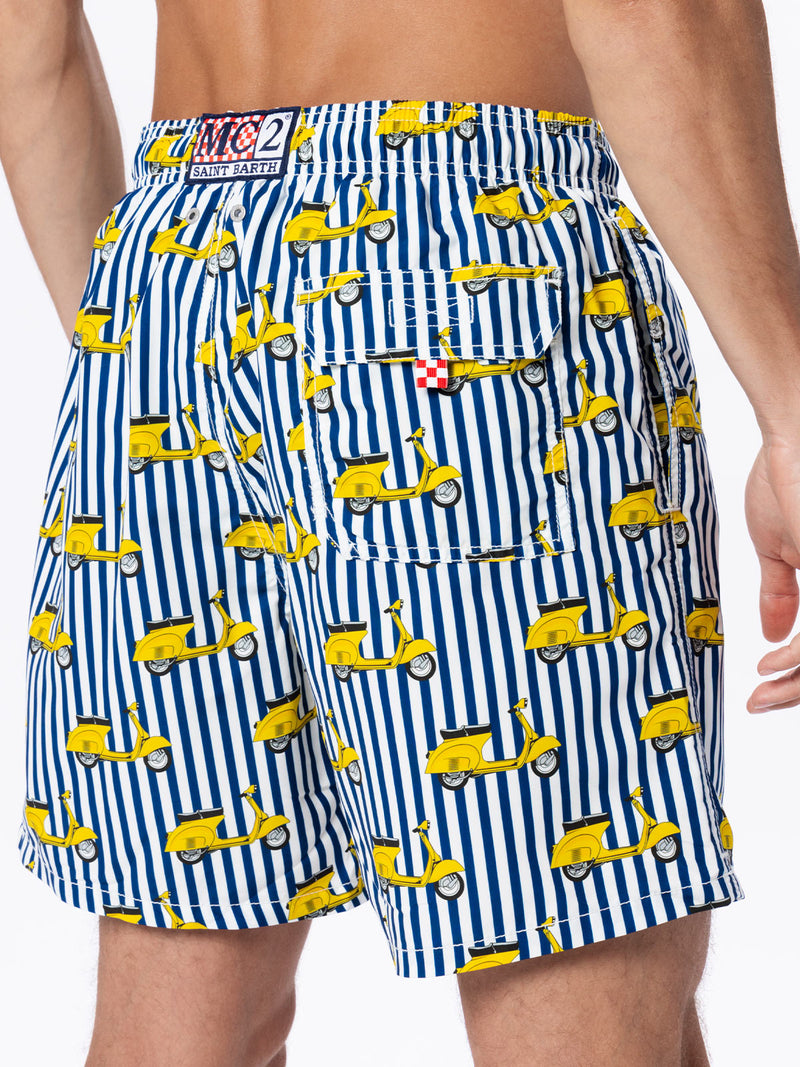 Man mid-length Gustavia swim-shorts with Vespa print | VESPA SPECIAL EDITION