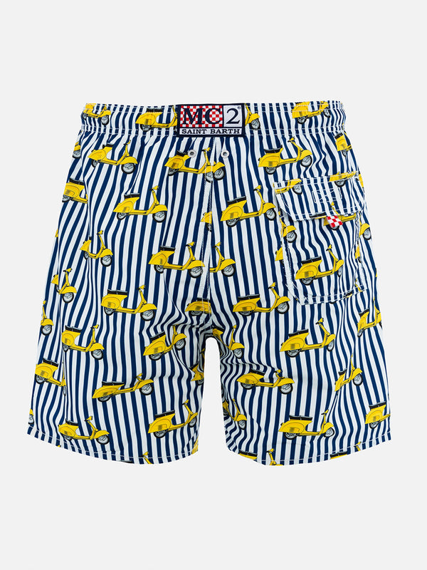 Man mid-length Gustavia swim-shorts with Vespa print | VESPA SPECIAL EDITION