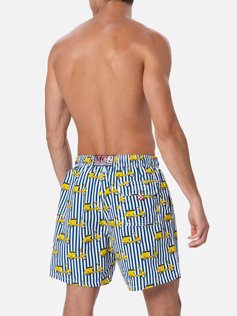 Man mid-length Gustavia swim-shorts with Vespa print | VESPA SPECIAL EDITION