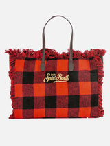 Borsa a spalla Vanity in lana scozzese rossa