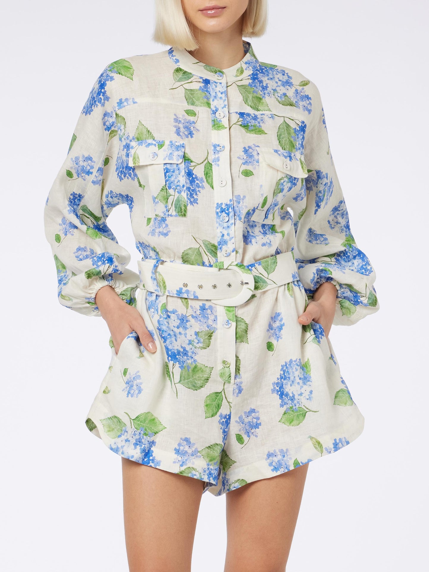 Leinen-Playsuit Hanniel für Damen mit Blumenmuster