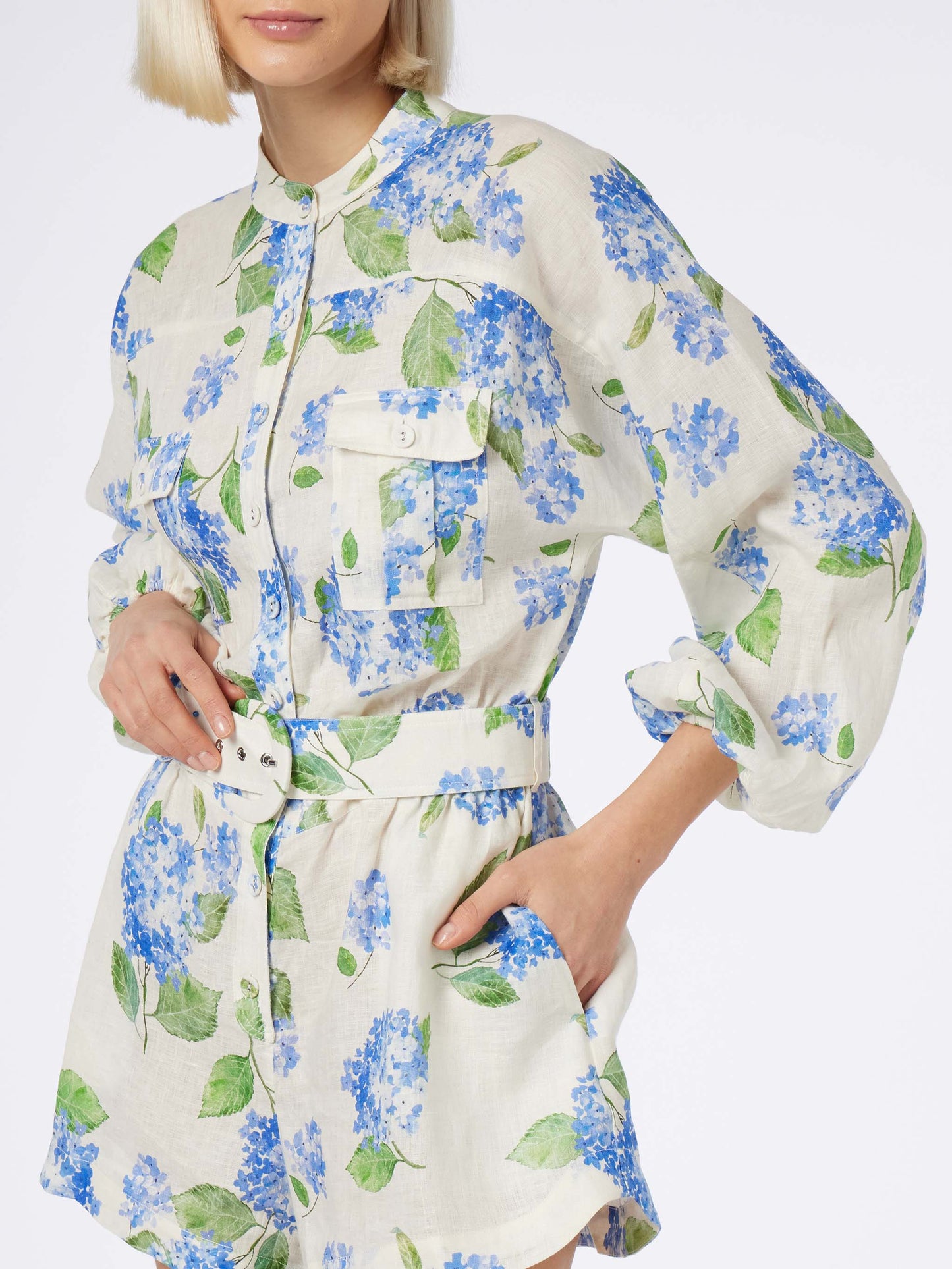 Leinen-Playsuit Hanniel für Damen mit Blumenmuster