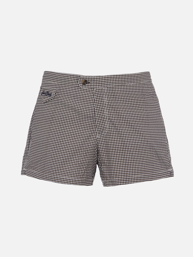 Man fitted cut swim shorts Harrys with pied de poule print