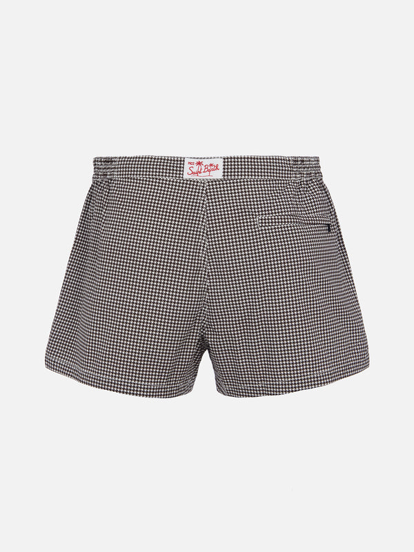 Tailliert geschnittene Herren-Badeshorts Harrys mit Pied-de-Poule-Aufdruck