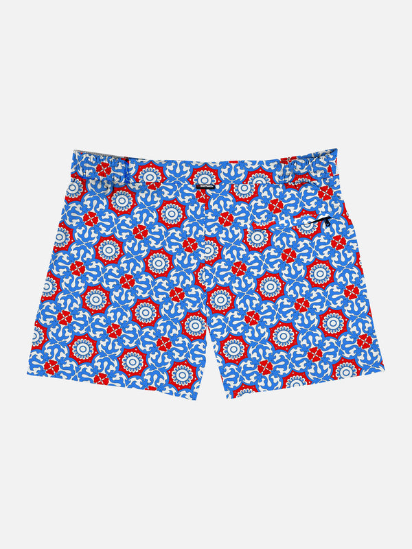 Herren-Badeshorts mit Majolika-Print