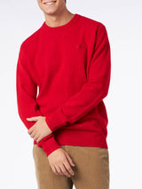 Man crewneck red sweater with St. Barth embroidery