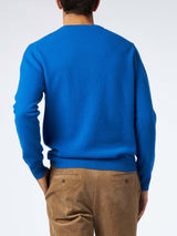 Blauer Herrenpullover mit Rundhalsausschnitt und St. Barth-Stickerei