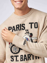 Herrenpullover mit „Paris to St.Barth“-Frontprint