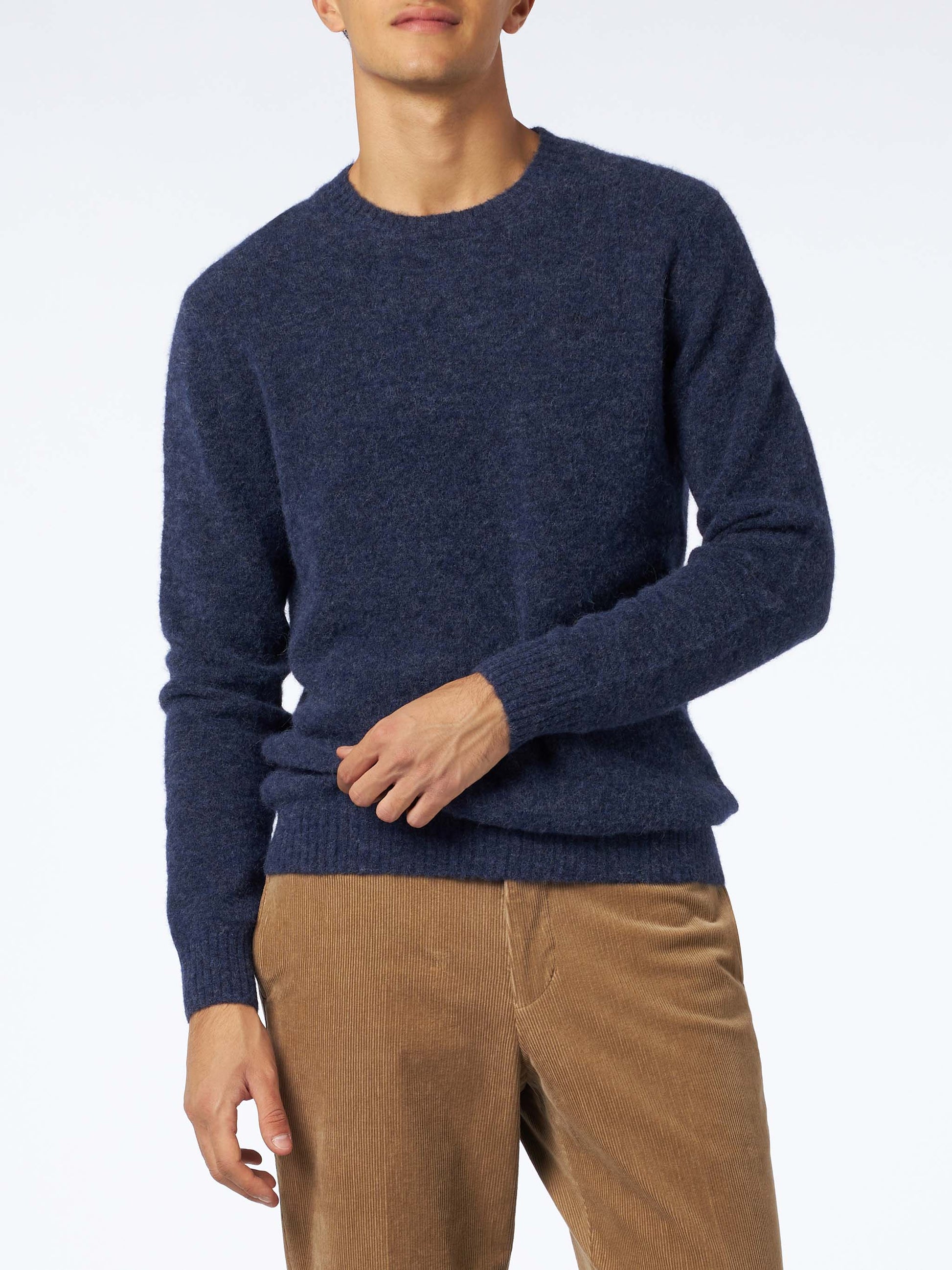 Man navy blue stretch wool sweater with St. Barth embroidery - MC2 Saint Barth