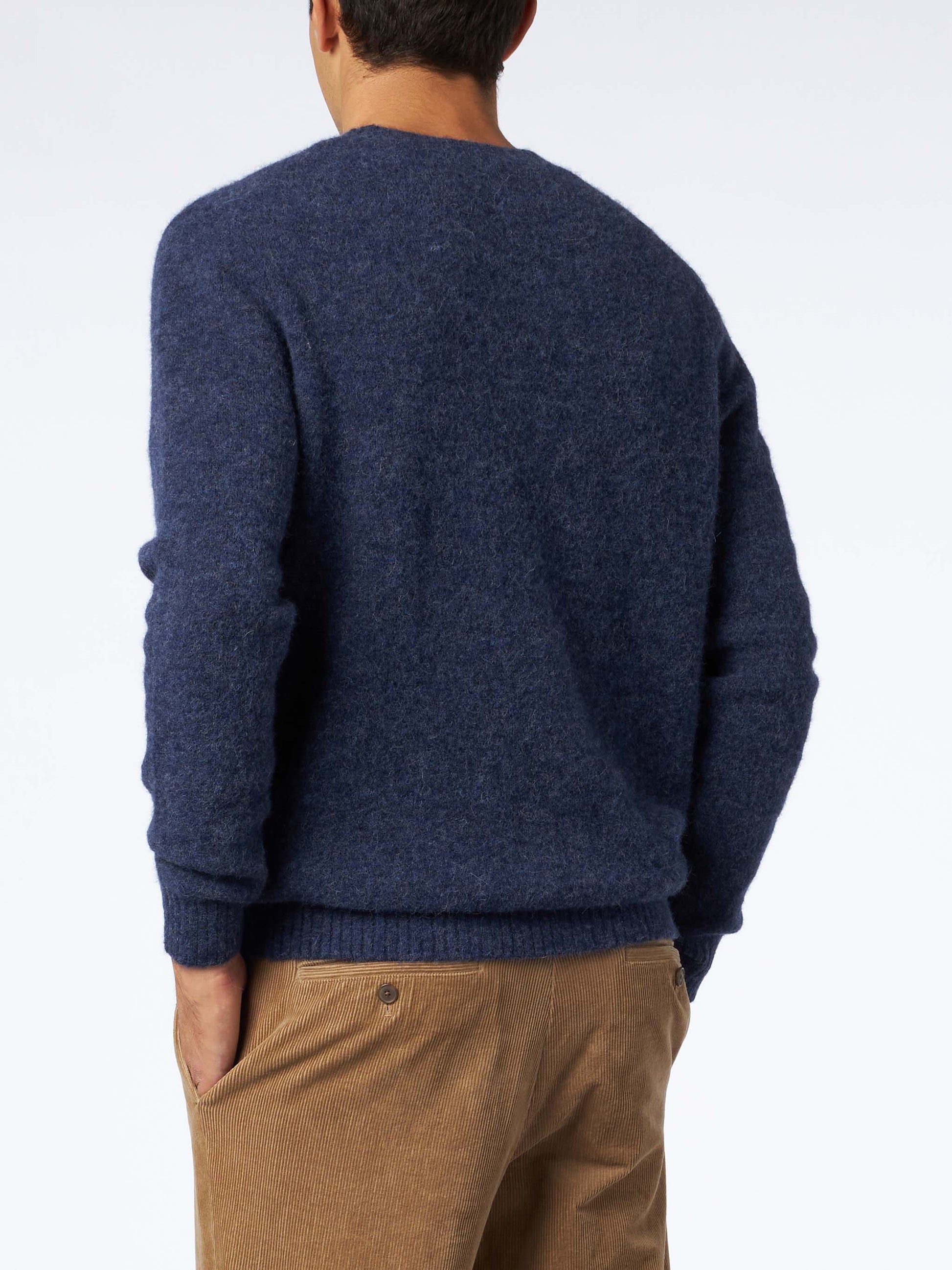 Man navy blue stretch wool sweater with St. Barth embroidery - MC2 Saint Barth