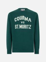 Man crewneck sweater with Courma vs St. Moritz jacquard