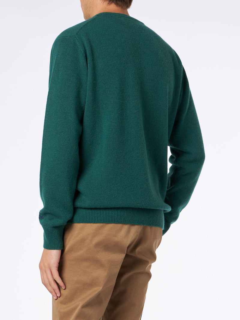 Man crewneck sweater with Courma vs St. Moritz jacquard