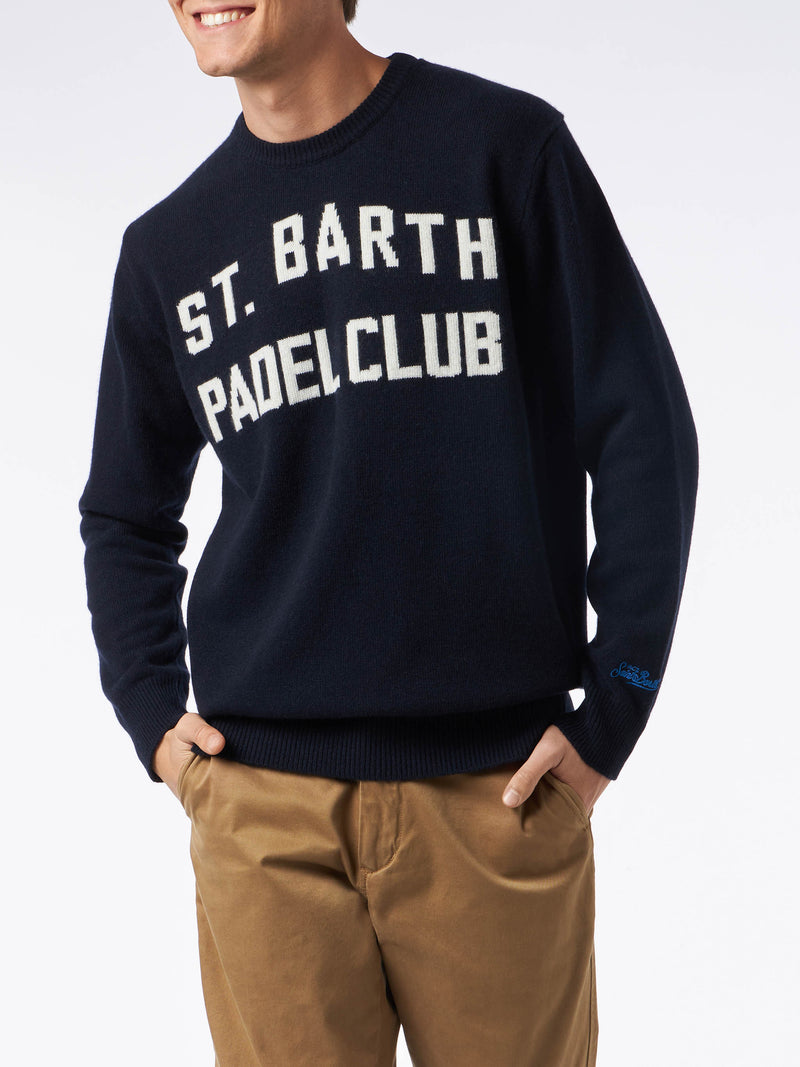 Herren-Pullover mit Rundhalsausschnitt und Jacquard-Aufdruck des St. Barth Padel Club